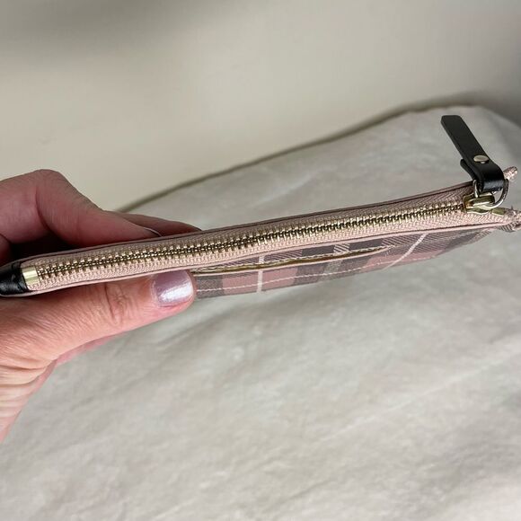 Kate Spade Wristlet Fairmount Square Slim Bee Clutch Plaid Pink No Strap - Picture 5 of 16